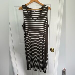 Chico's green and White Striped Midi Dress